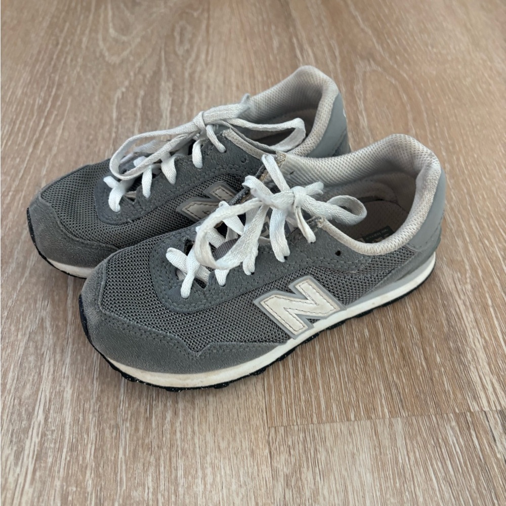 New Balance Kids Grey Mesh & Suede Lace-Up Sneakers with White Accents